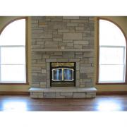Blended stone fireplace